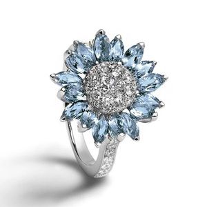 Crystal S925 SunFlower Zircon Ring